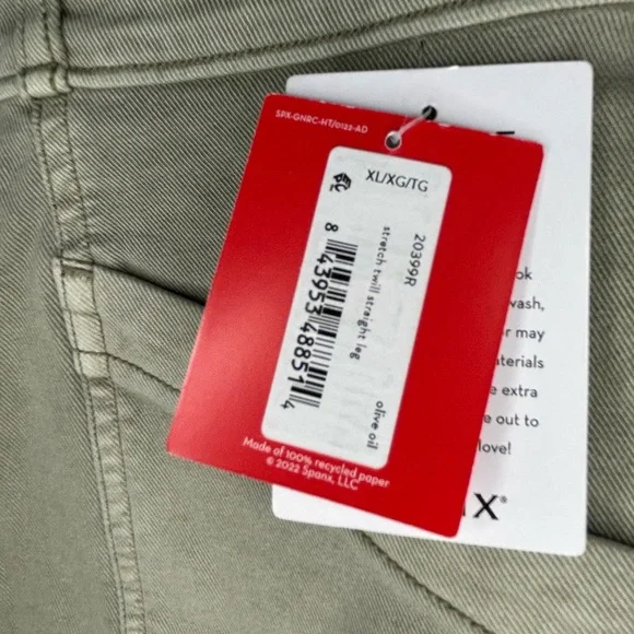 Spanx Stretch Twill Straight Leg Pull On Pants Olive Oil Green Women’s Size XL - Picture 7 of 12